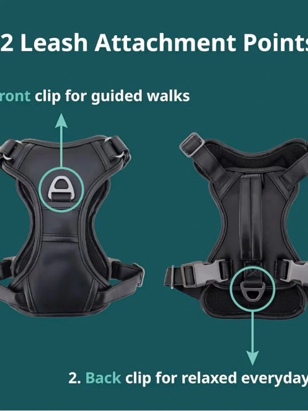 Premium Black Dog Harness for Large Breeds - Comfortable No-Pull Design